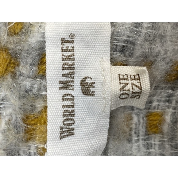 World Market Shawl Sweater Open Front Fuzzy Fringe Cardigan Oversized One Size - Picture 3 of 6